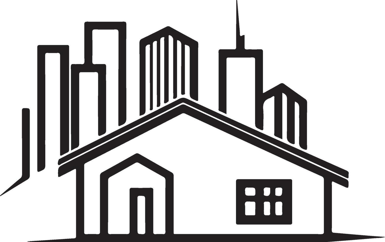 a house with a city skyline in the background vector