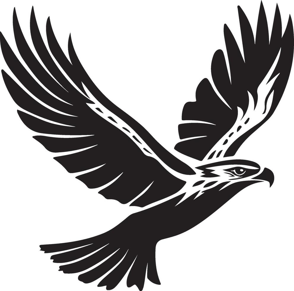eagle flying in the air, black and white vector