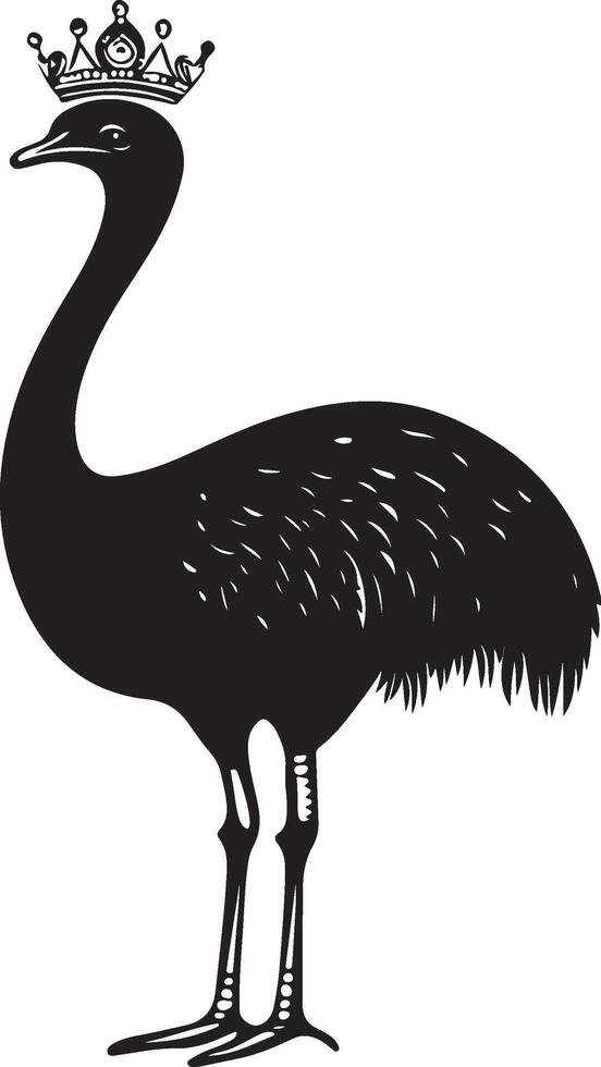 an emu wearing a crown on its head vector