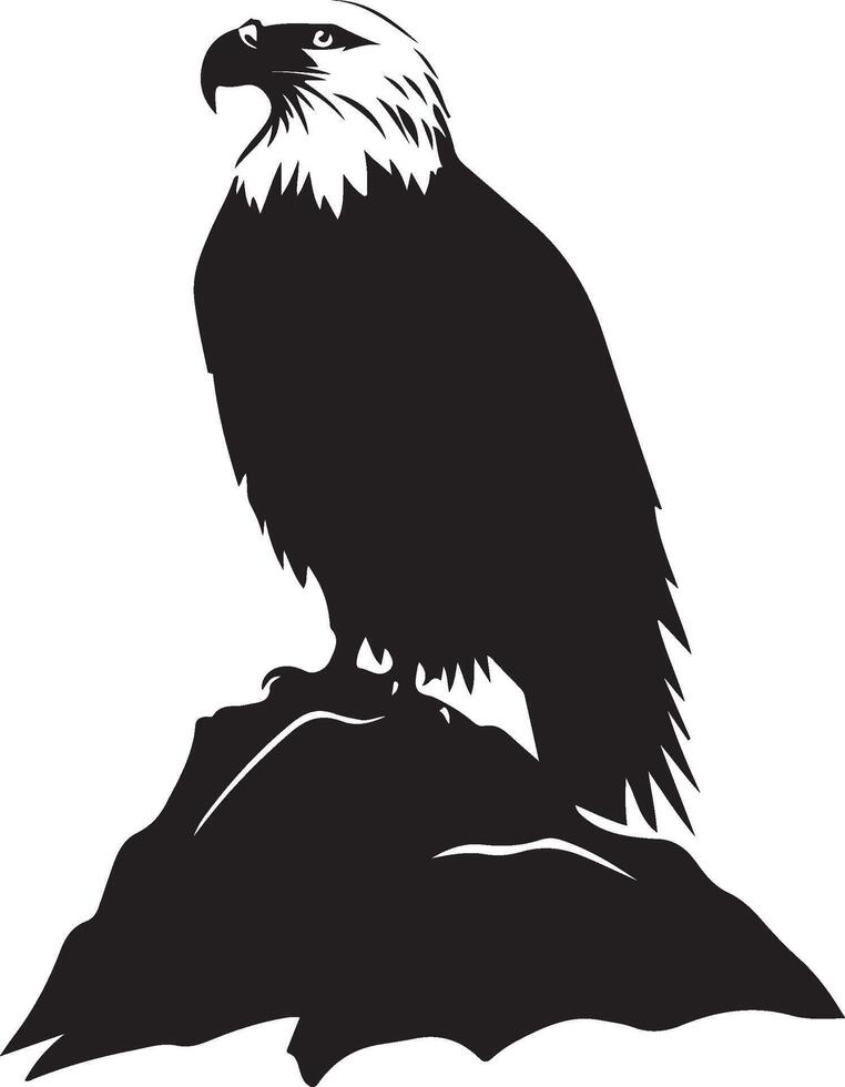 an eagle is sitting on a rock in the middle of the desert vector