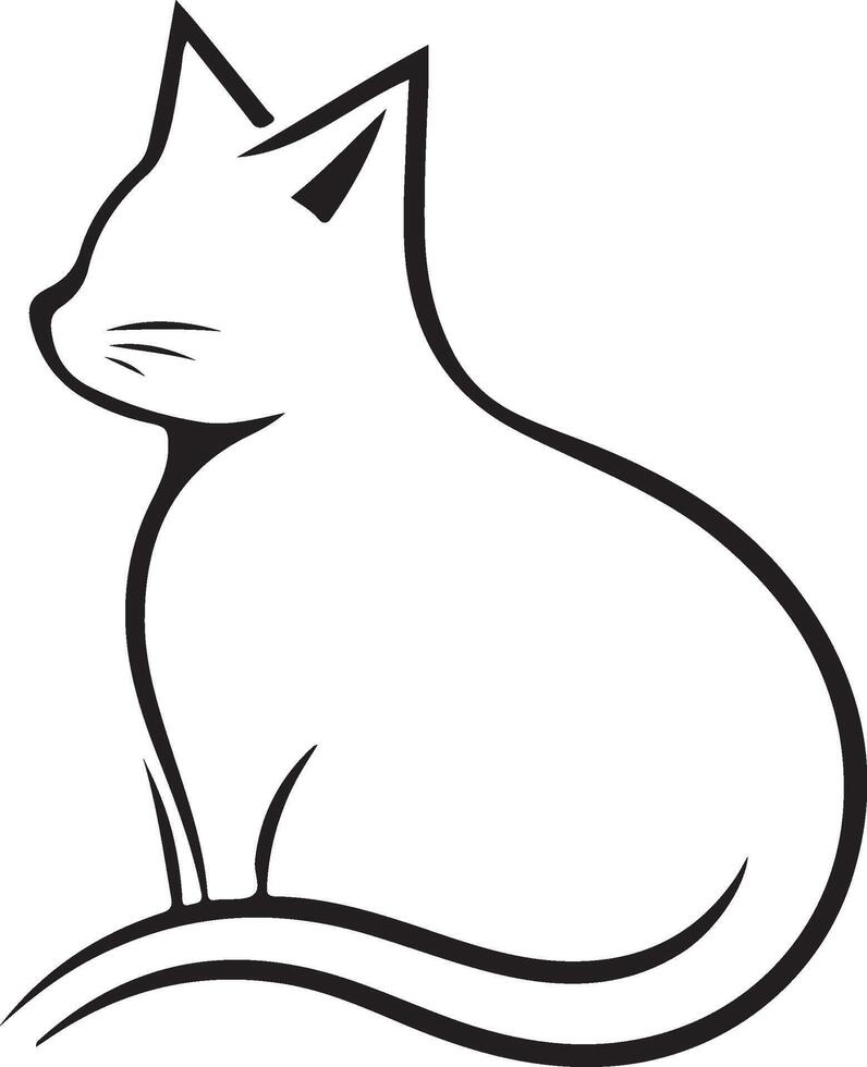 a black and white drawing of a cat vector