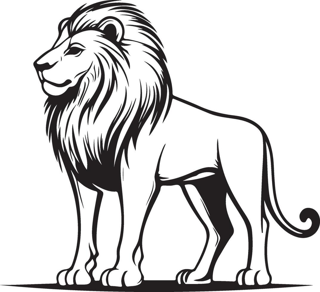 lion standing on white background vector