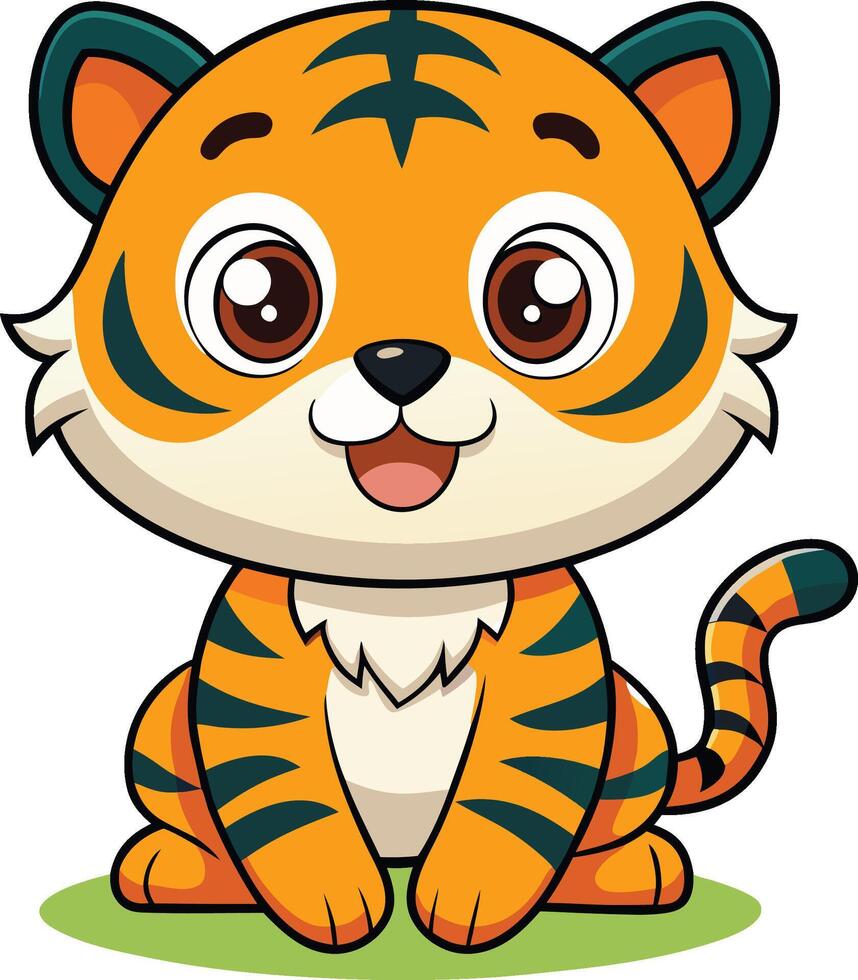 cute tiger illustration vector