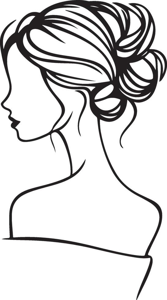 a woman's face with a bun in her hair vector