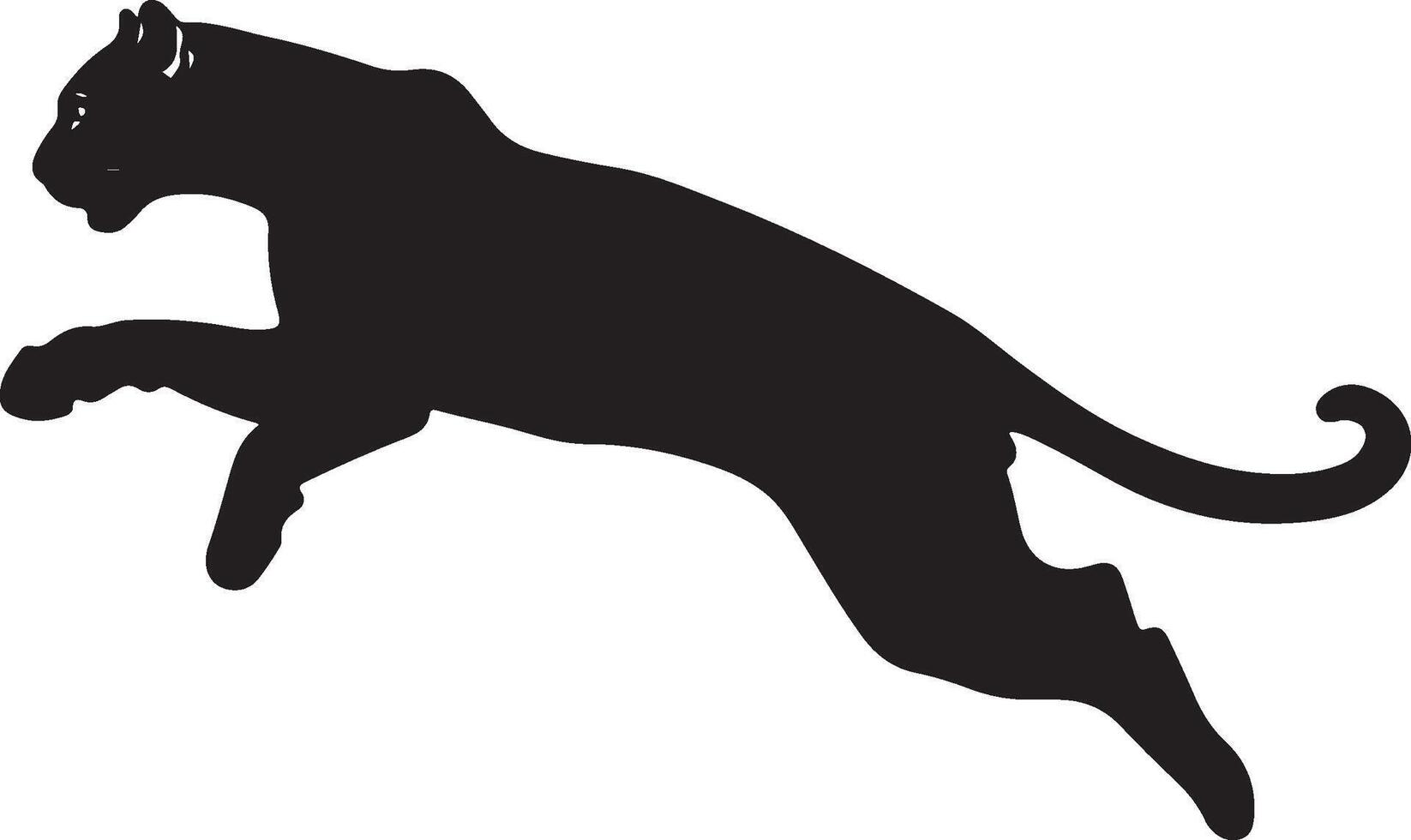 a black silhouette of a tiger jumping vector