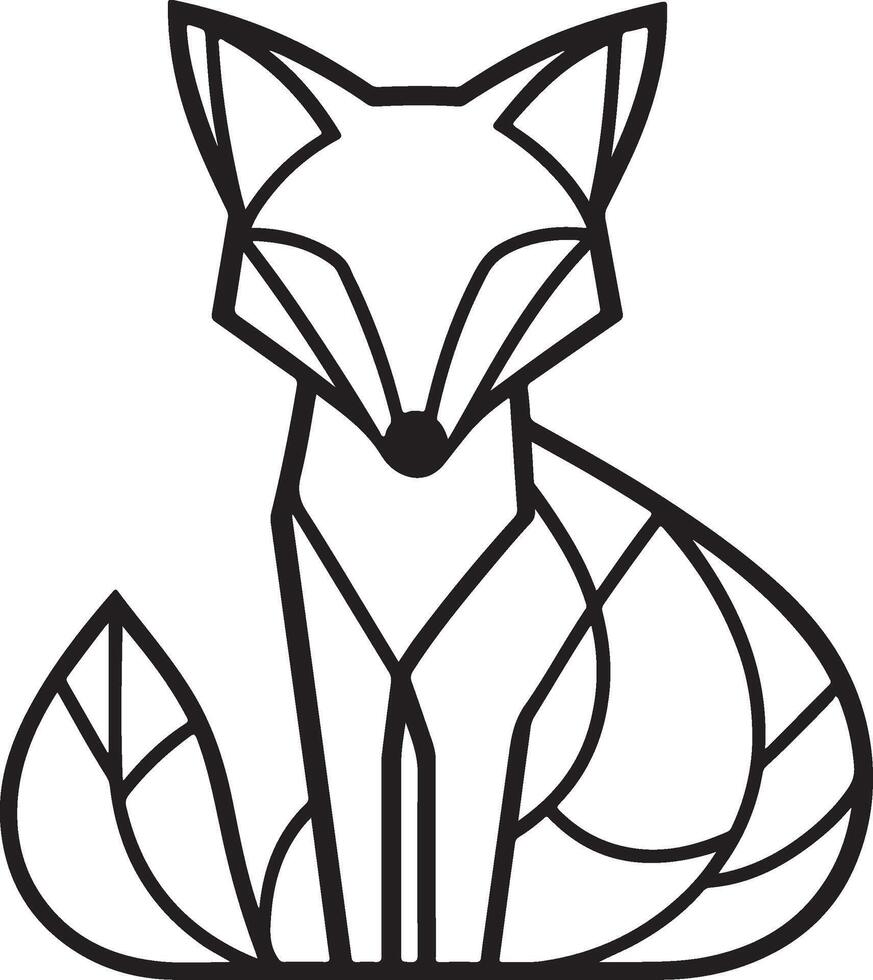 fox geometric line art illustration vector