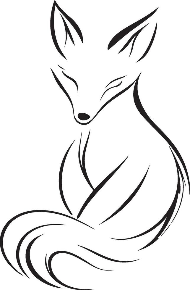 a white drawing of a fox vector