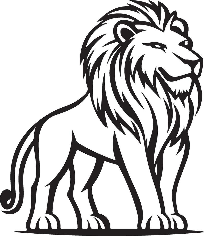 a lion standing on a black and white background vector