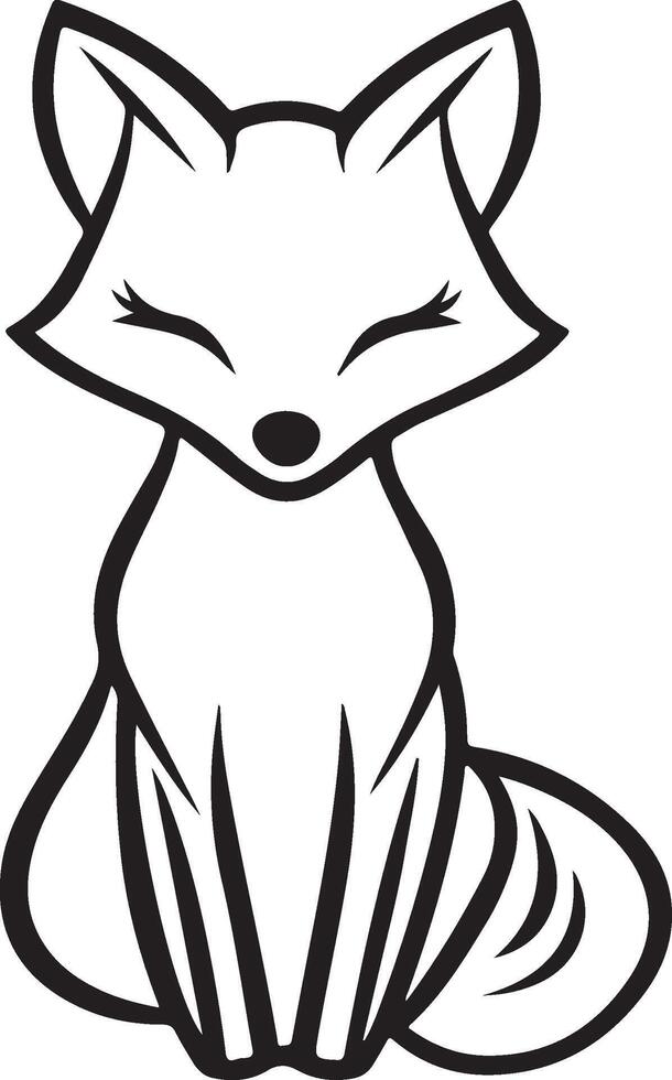 a black and white drawing of a fox vector