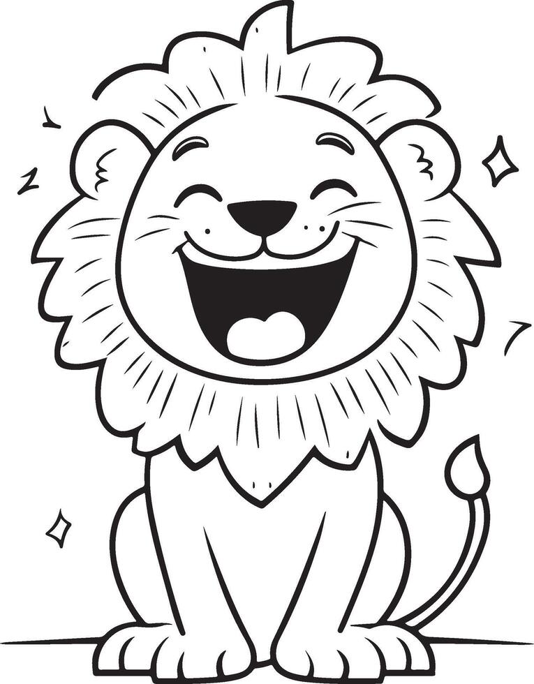 a cartoon lion laughing and smiling vector
