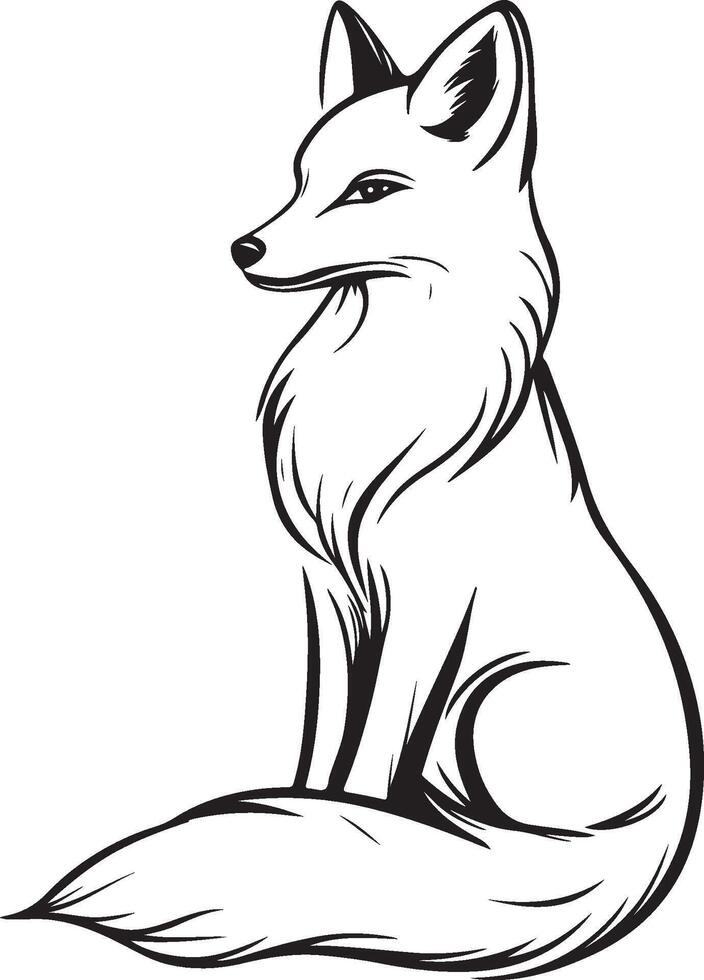 a black and white drawing of a fox vector