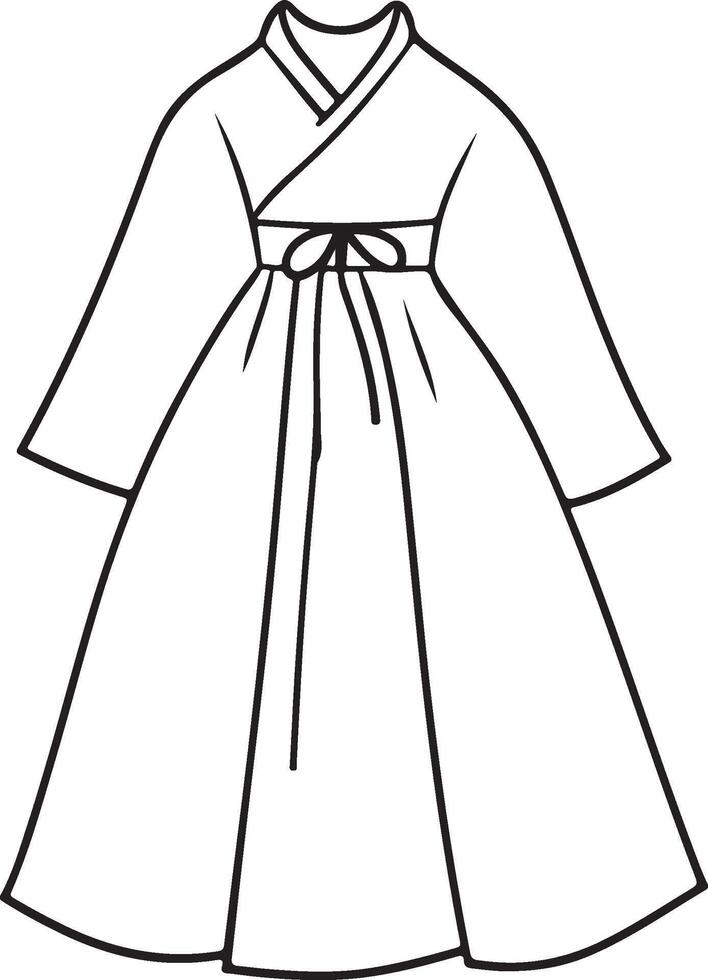 an outline of a dress with a bow on it vector
