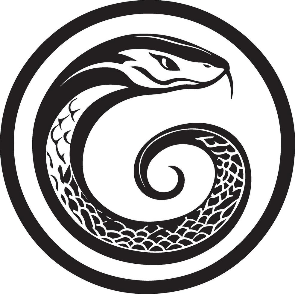 a snake in a circle with a snake head vector