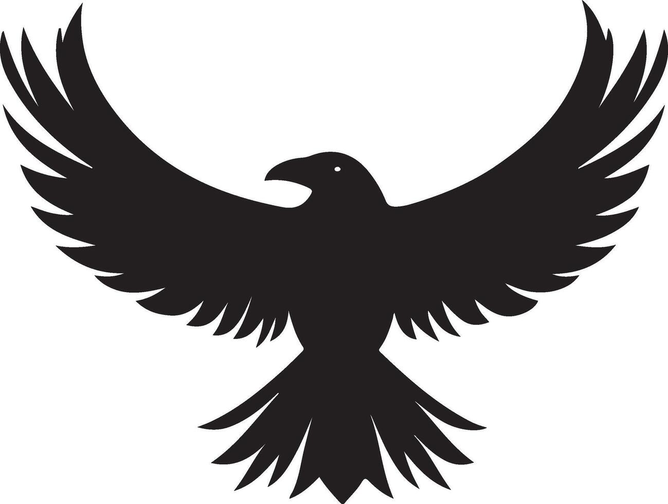 a black bird with wings spread out on a white background vector