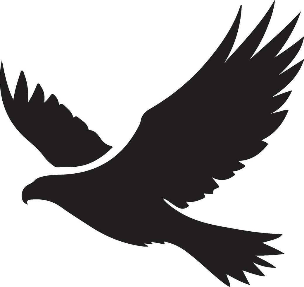 a black silhouette of an eagle flying vector