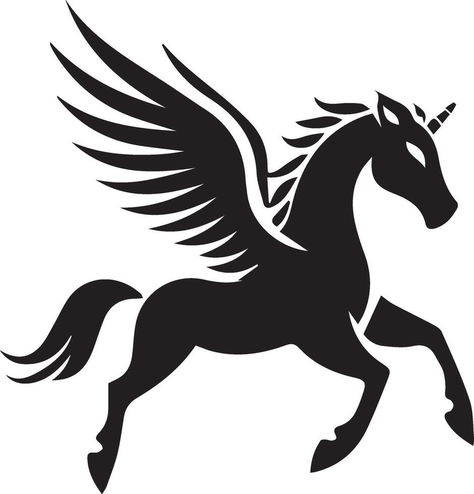 a black and white image of a horse with wings vector