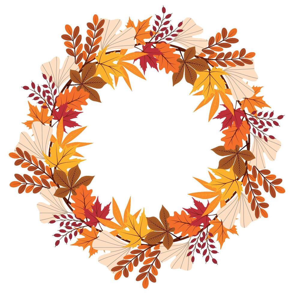 Autumn frame with leaves isolated on transparent background. illustration vector