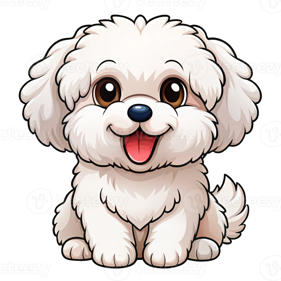 A cute white dog sticker with a big smile png