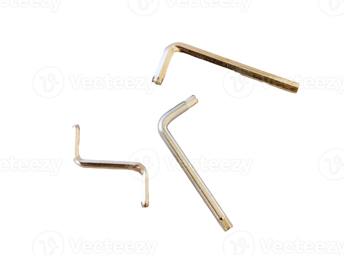 Close up shot of the different sizes of angle keys on transparent background png