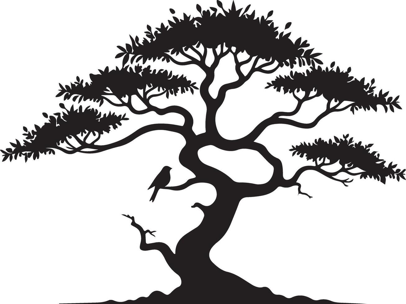 Bird sitting on a tree branch vector