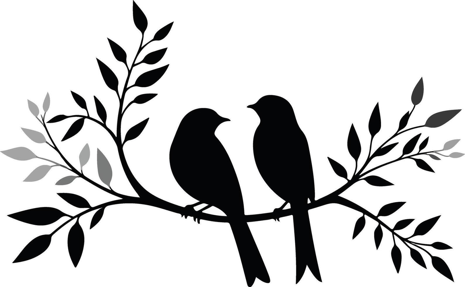 Couple Birds sitting on a tree branch vector