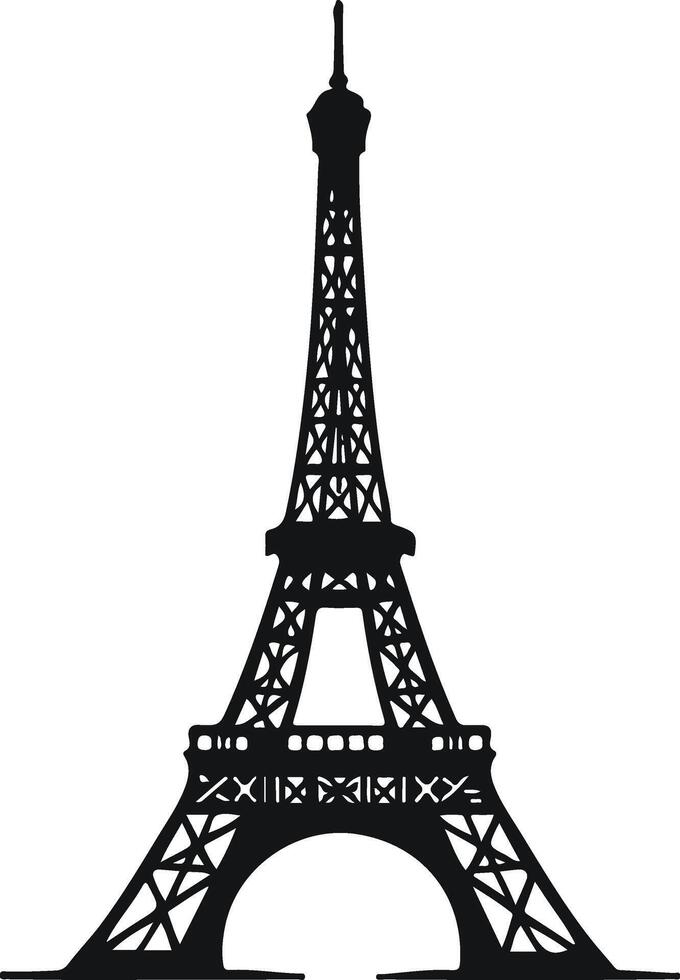Silhouette of Eiffel Tower icon vector