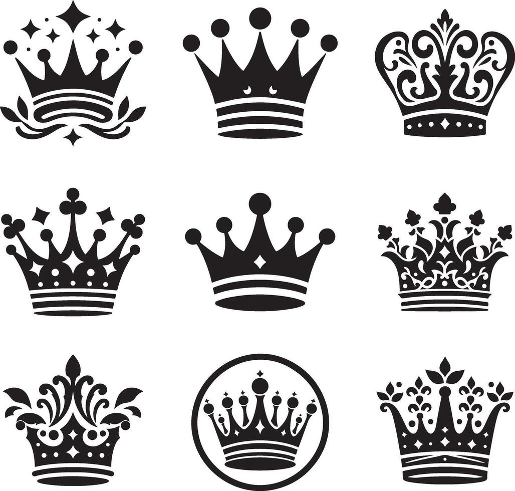 Crown icon collection in various design vector