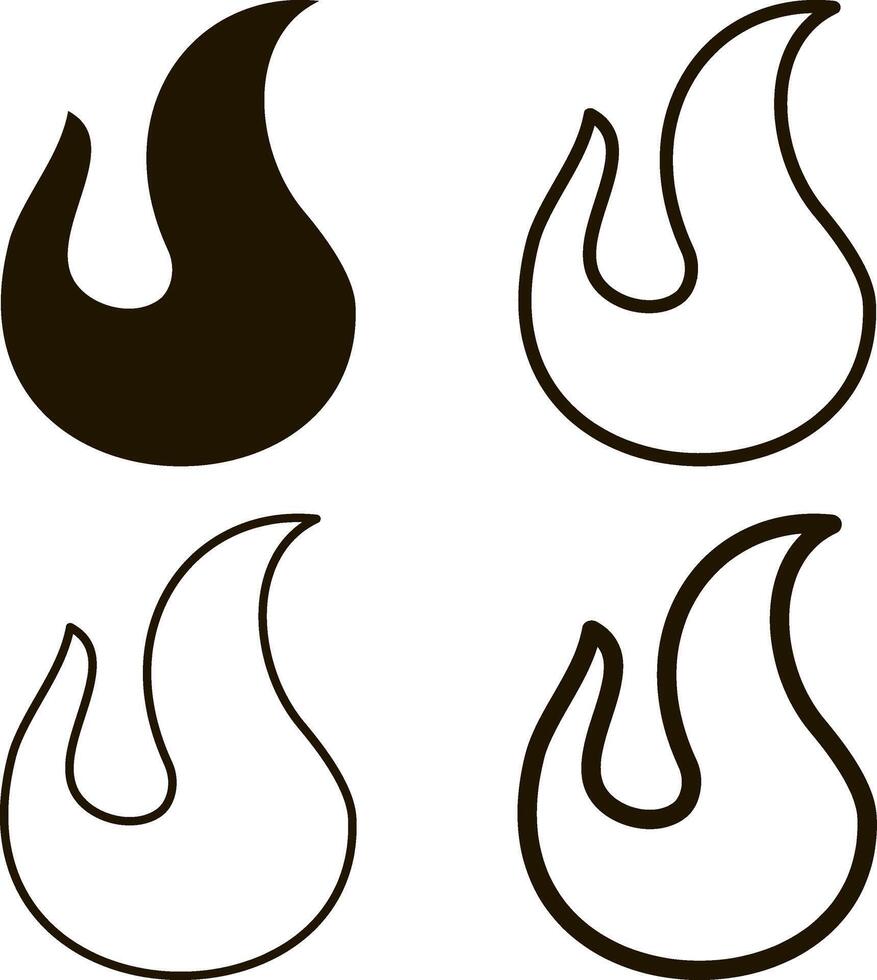 Fire set icon Stenil black clipart vector