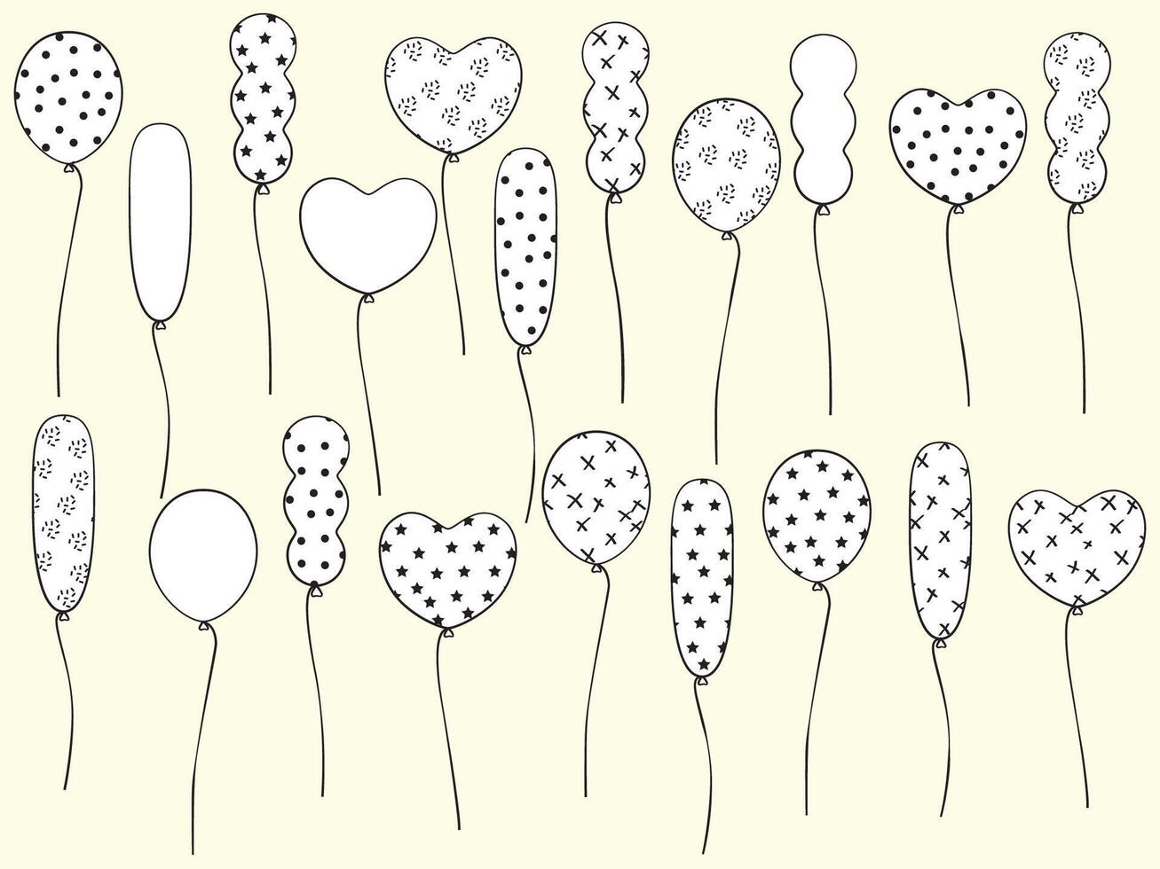 Hand Drawn White Birthday Balloons vector