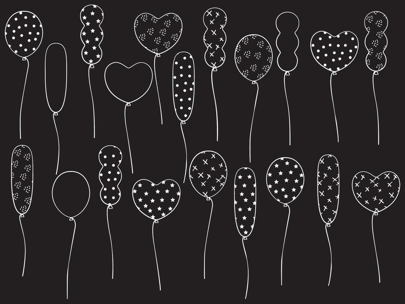 Hand Drawn Birthday Balloons White Outline vector