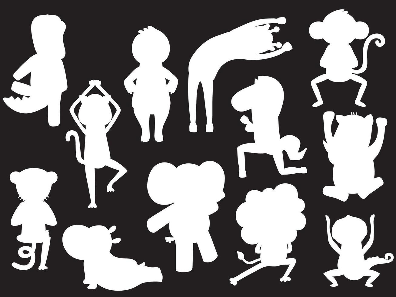 Animal Jungle Yoga White Silhouette vector