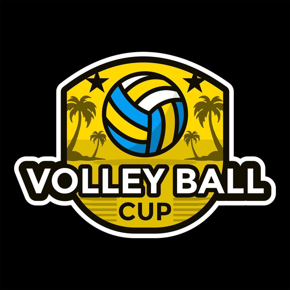 Beach volleyball cup logo design vector