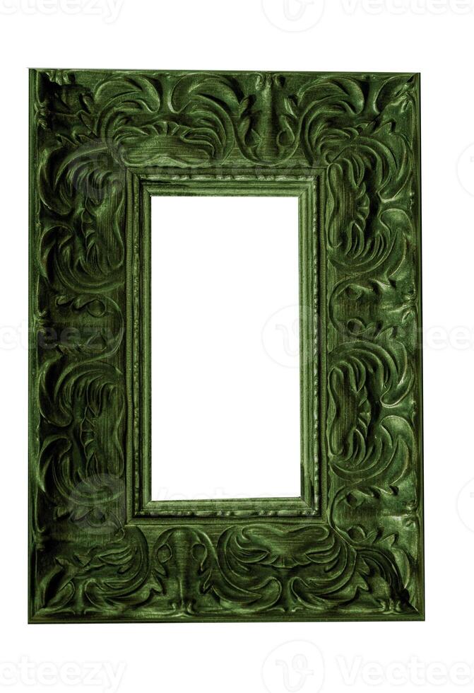 Empty frame for a picture or photo. Isolate with place for text. Silver frame isolated on white background. Layout template photo