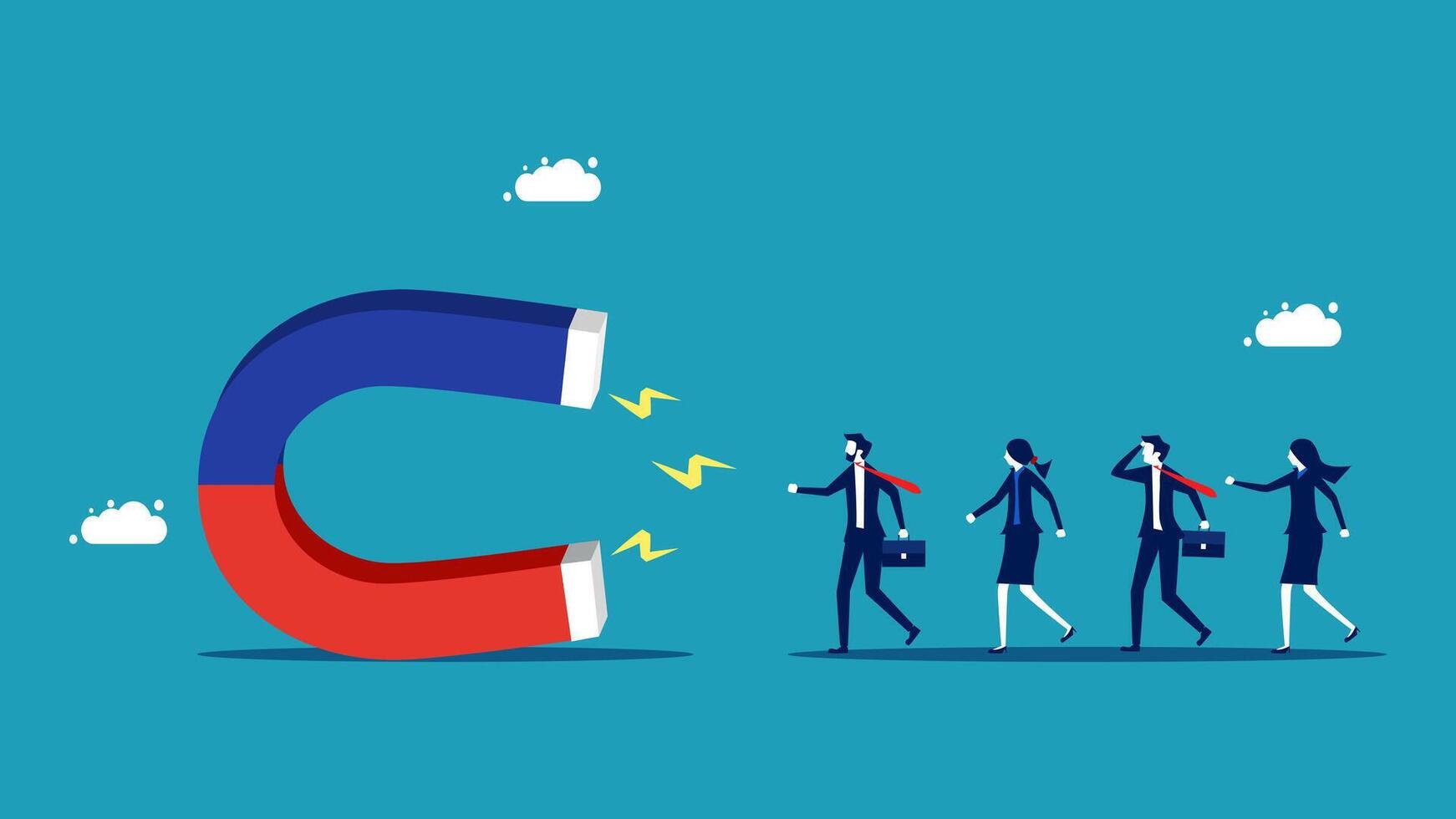 business people are running away from a magnet vector