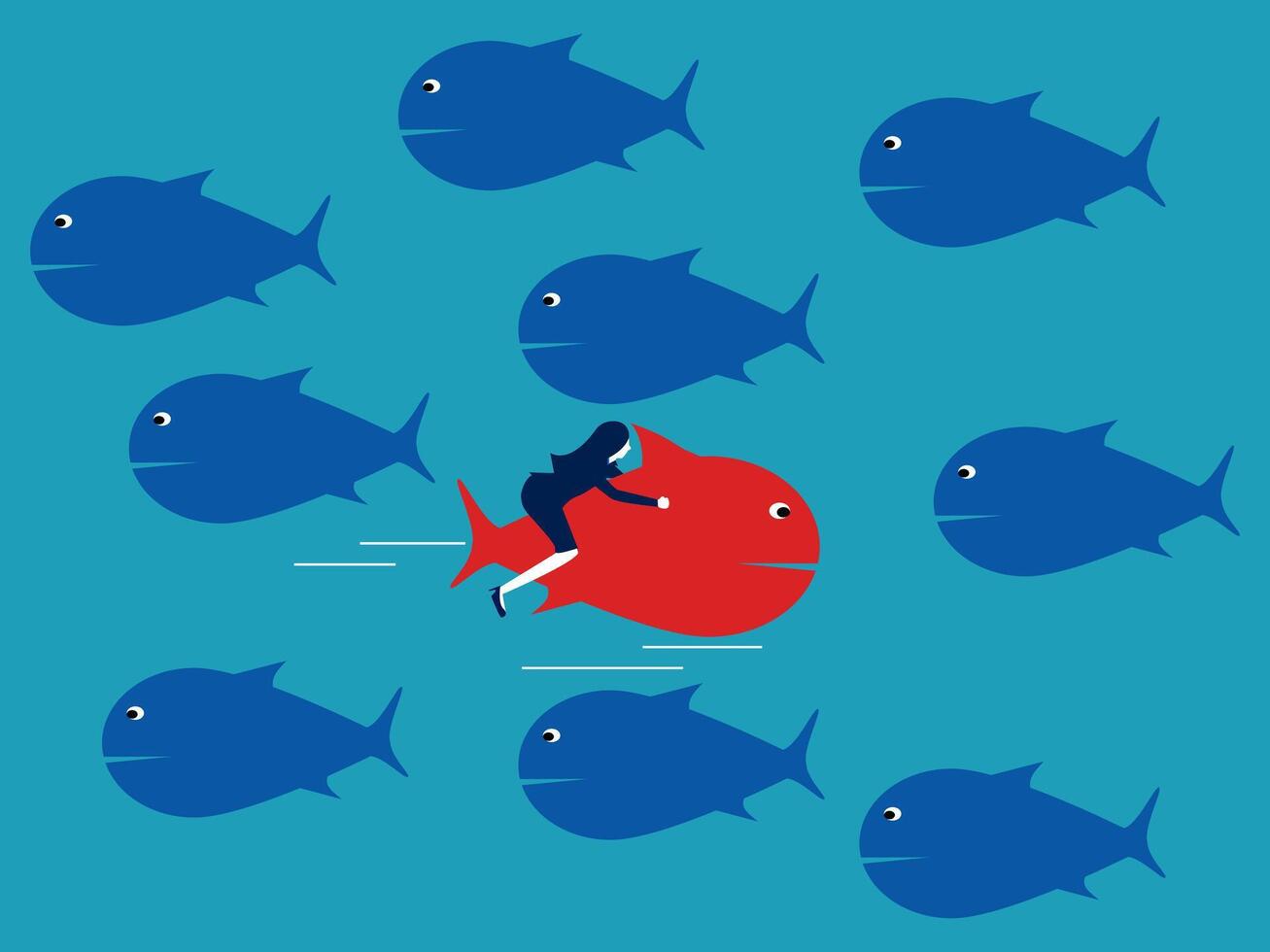 woman is surrounded by many fish vector