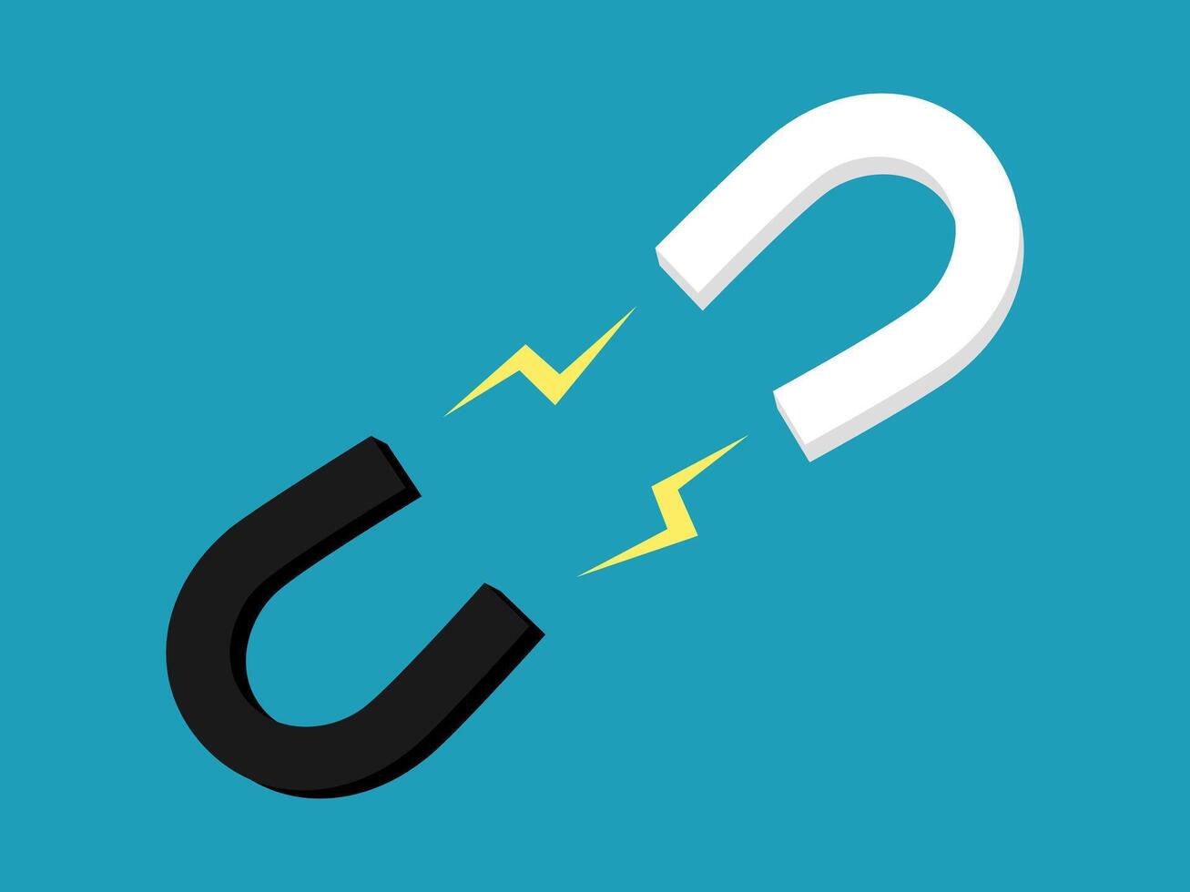 a magnet and a wire connected to each other vector