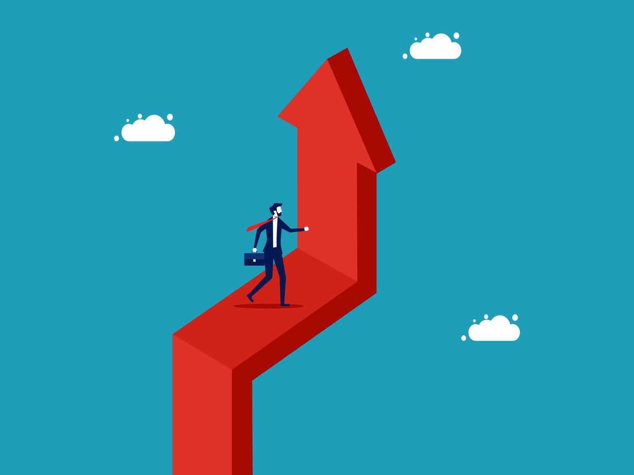 man walking on arrow to success concept vector