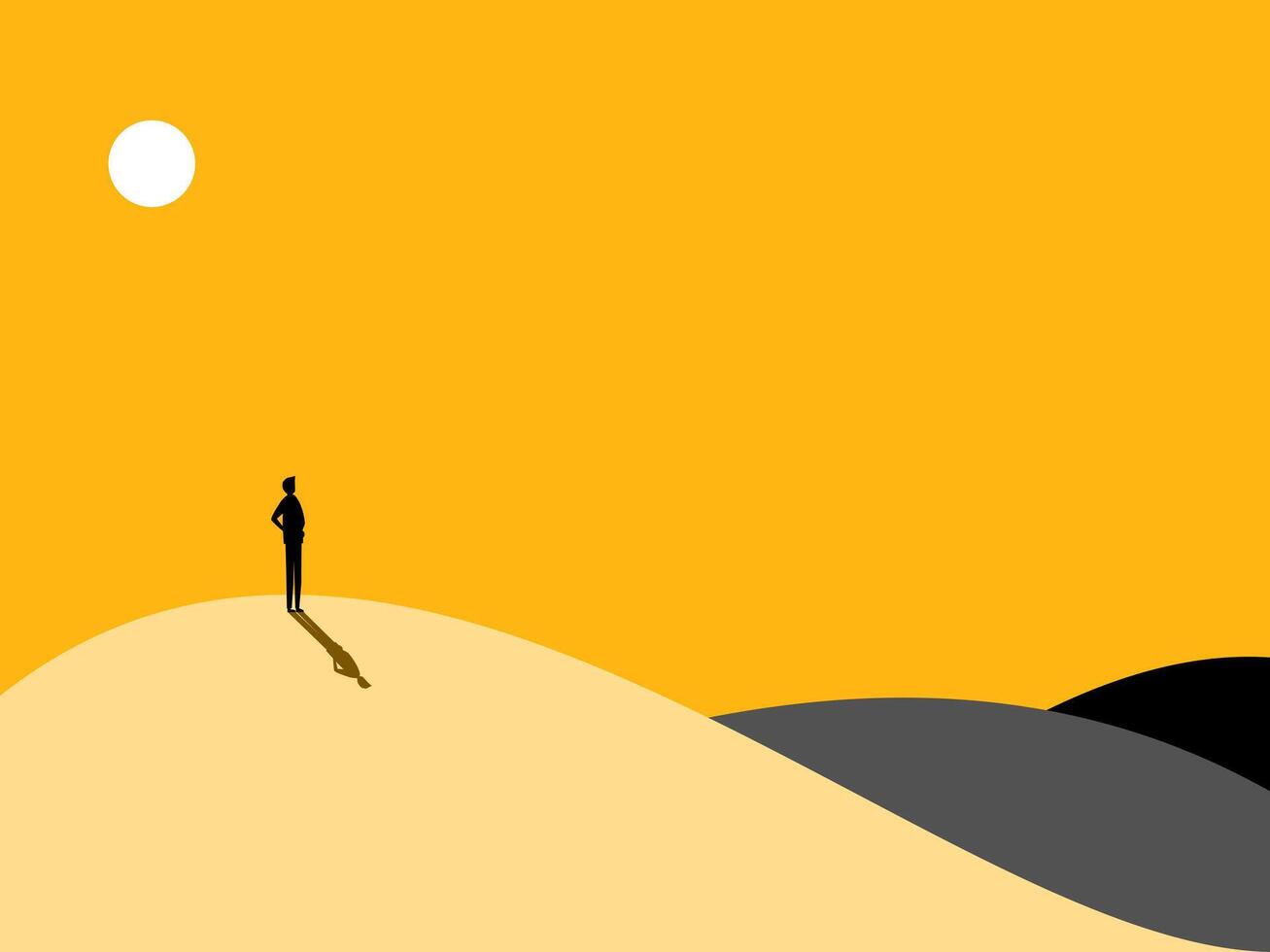 Businessman standing on the mountain looking to the next peak vector
