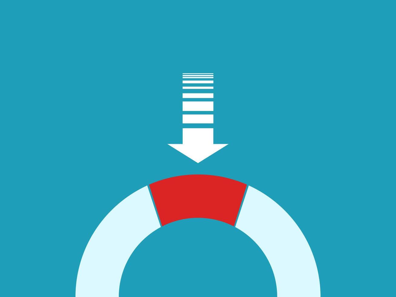 a life preserver with an arrow pointing down vector