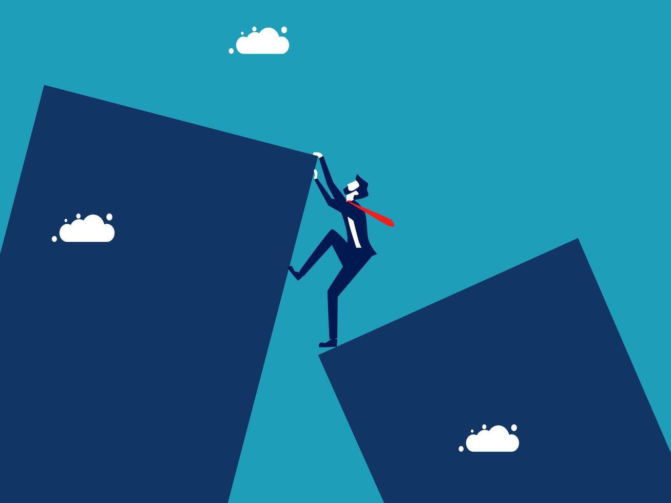 businessman climbing up a mountain to reach the top vector