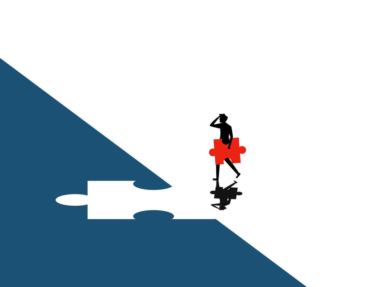a woman is walking through a puzzle piece vector