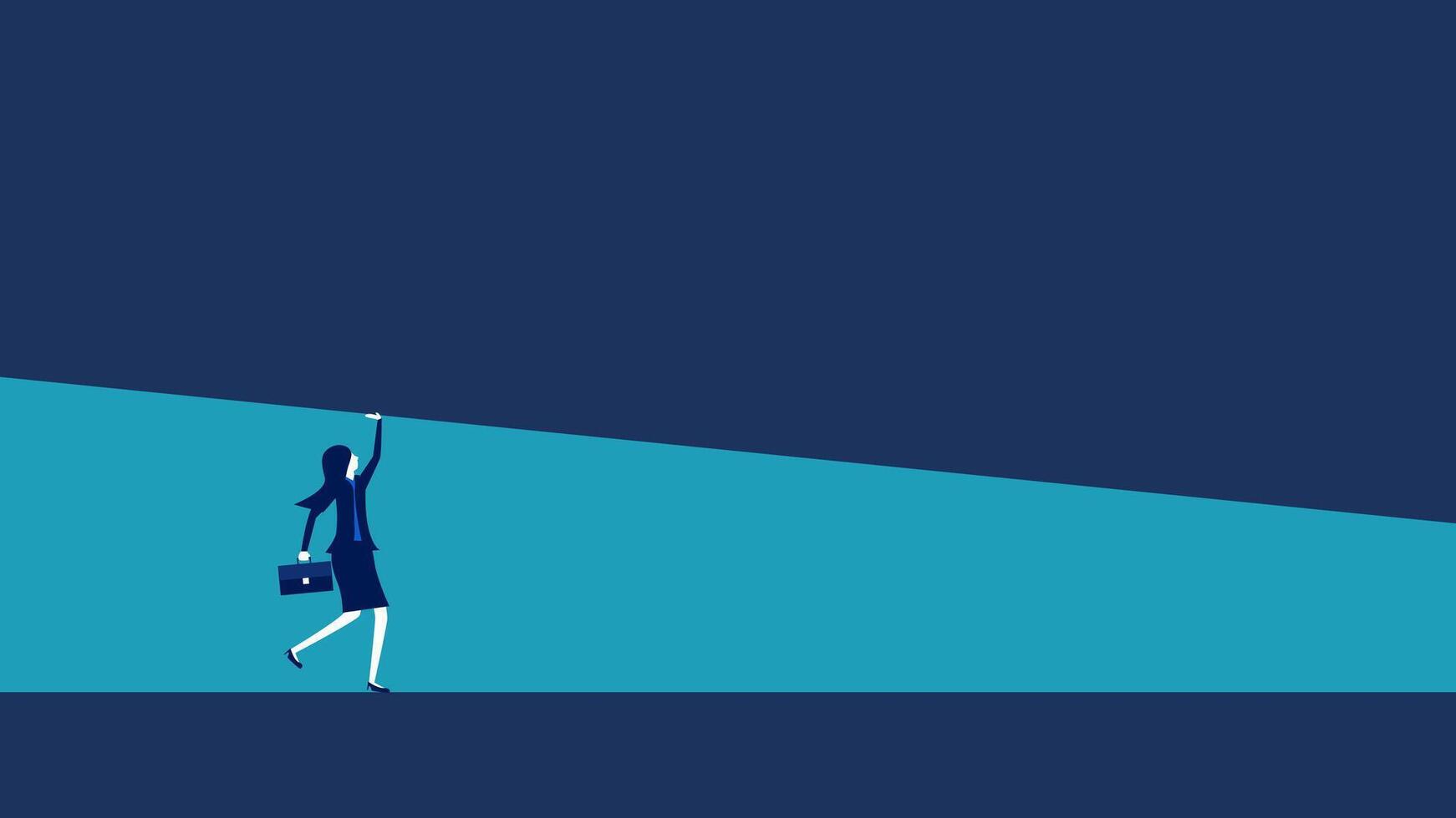 a woman is walking in the dark with a flashlight vector