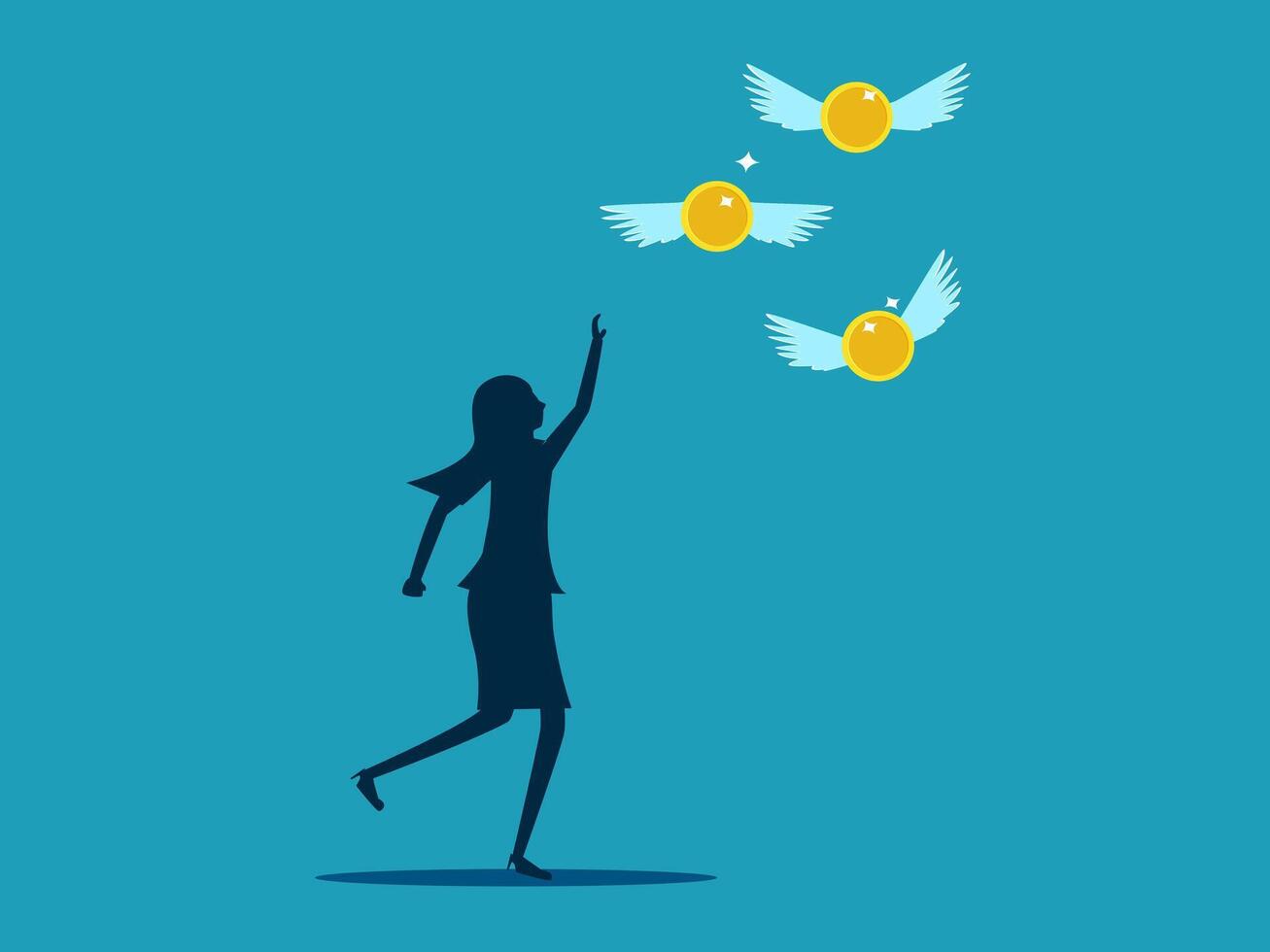 woman with golden eggs and birds flying in the air vector