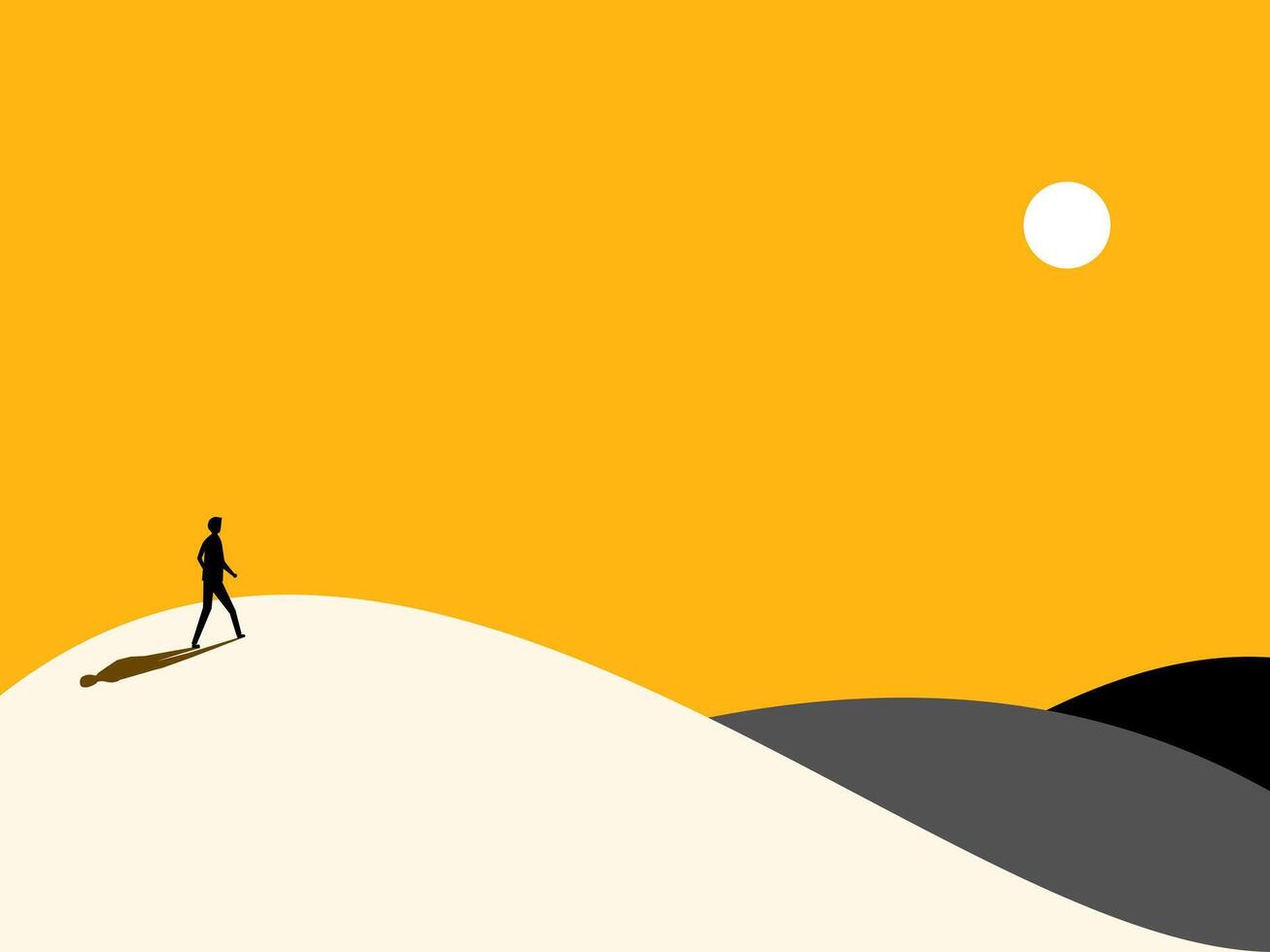 Ambition and a long road ahead. Entrepreneur on the path to business opportunities. vector