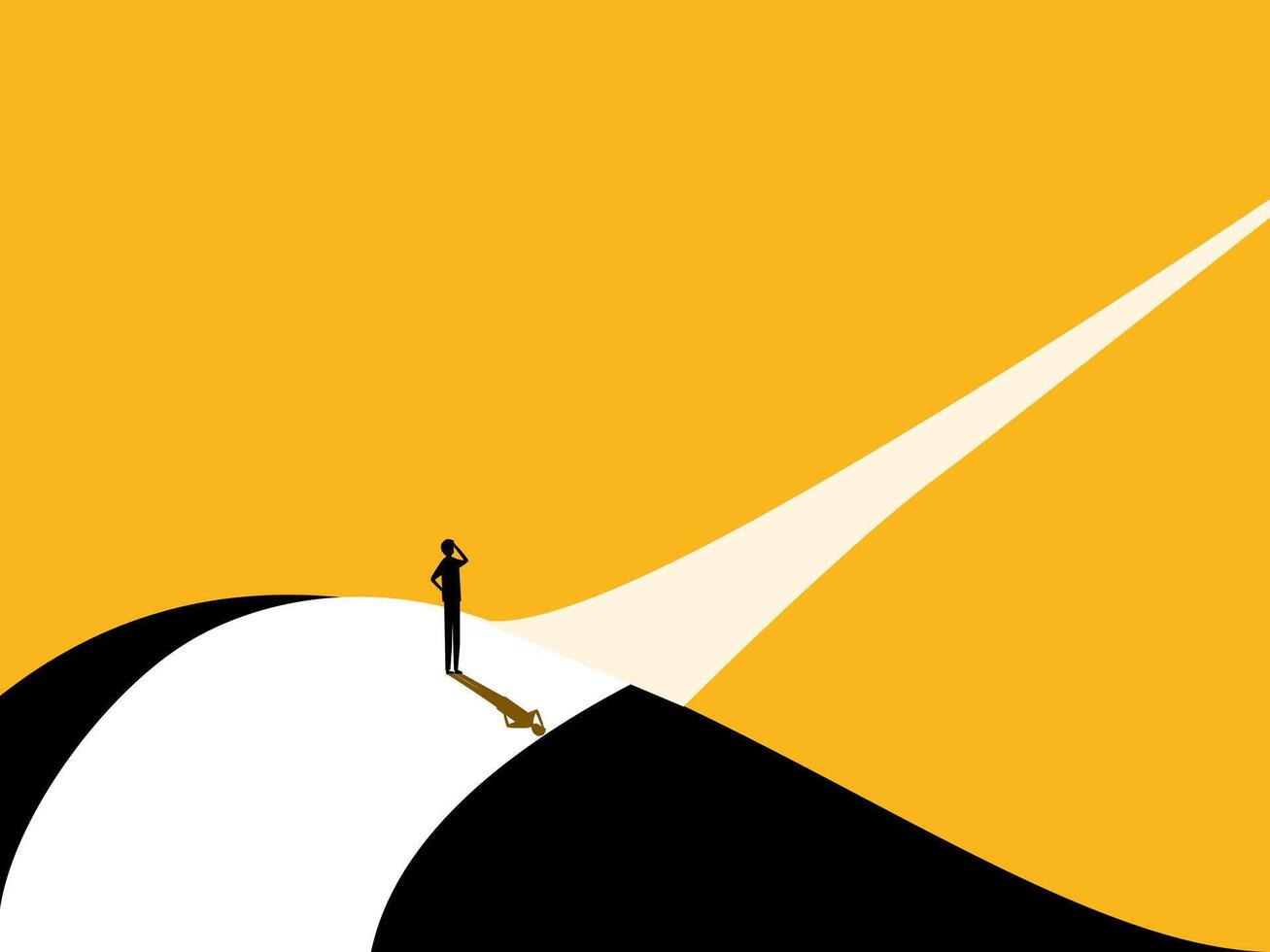 inspiration. Businessman on the long path vector