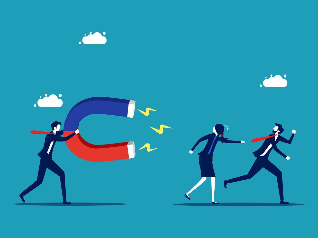 business people running to a magnet vector