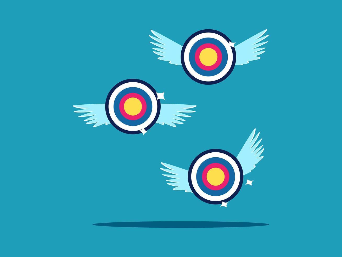 arrows with wings and target on blue background vector