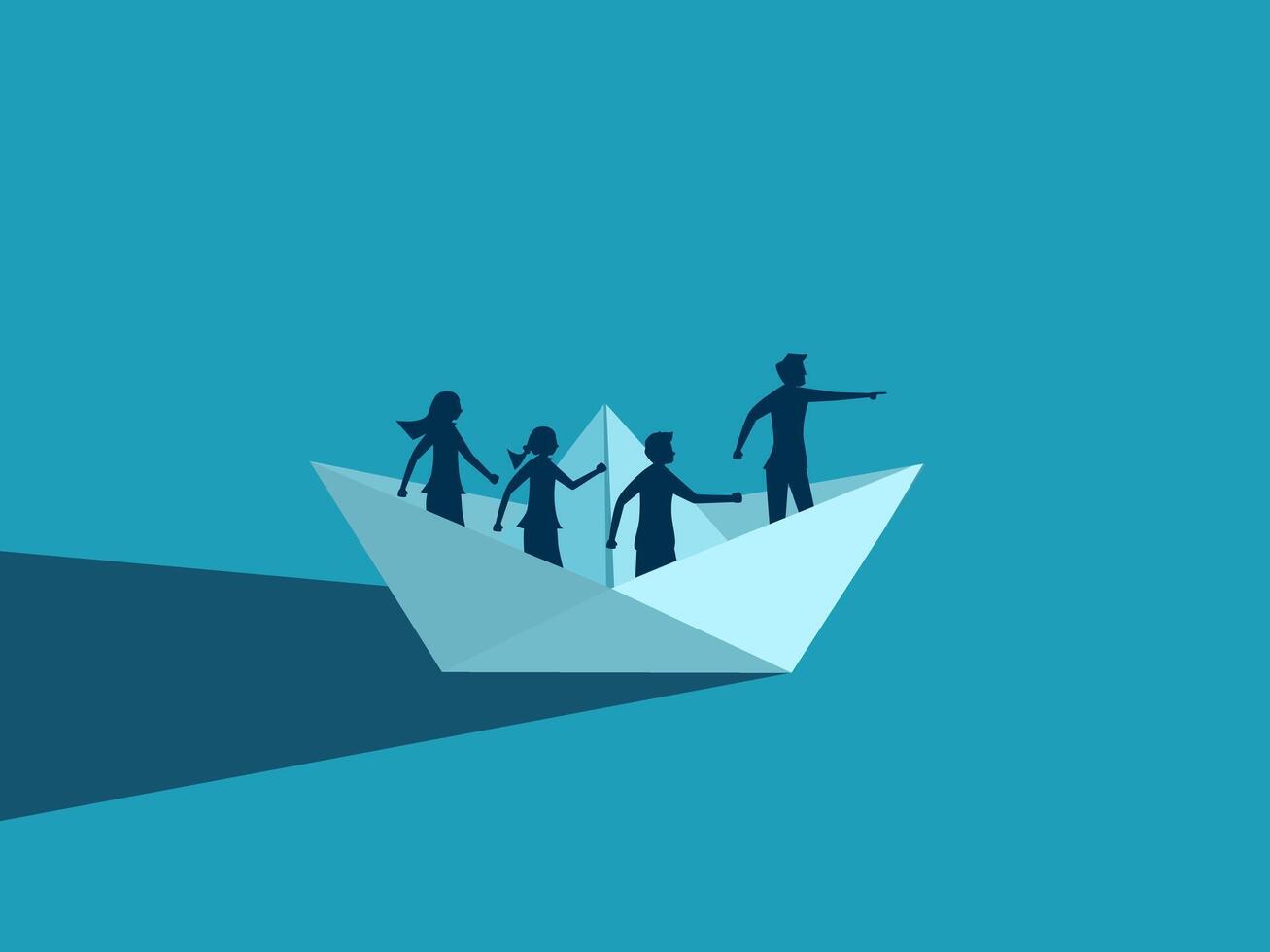 business in paper boat with shadow vector