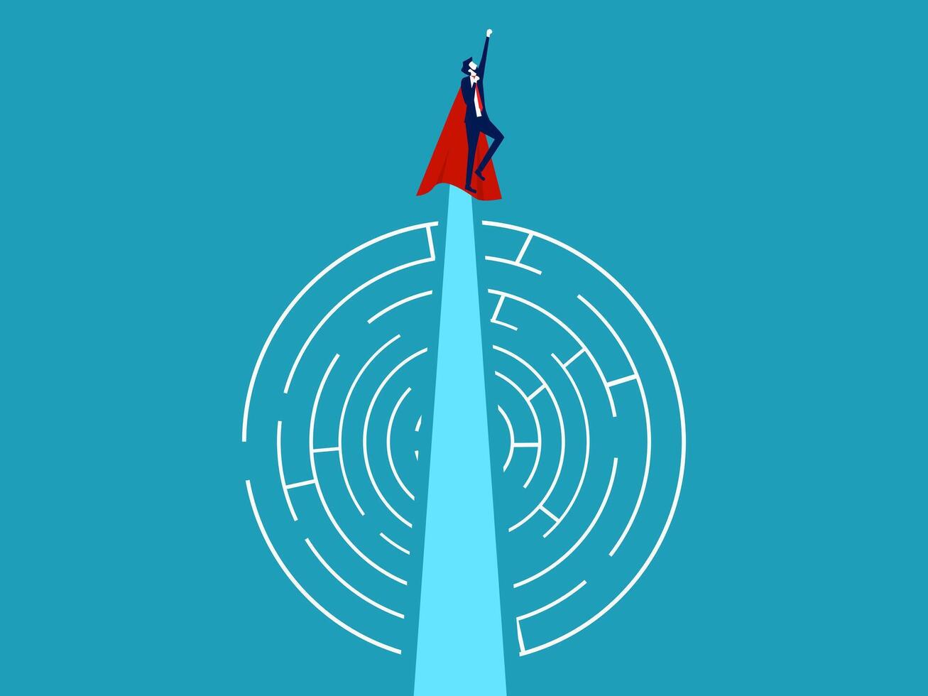 a person standing on top of a maze with a red cape vector