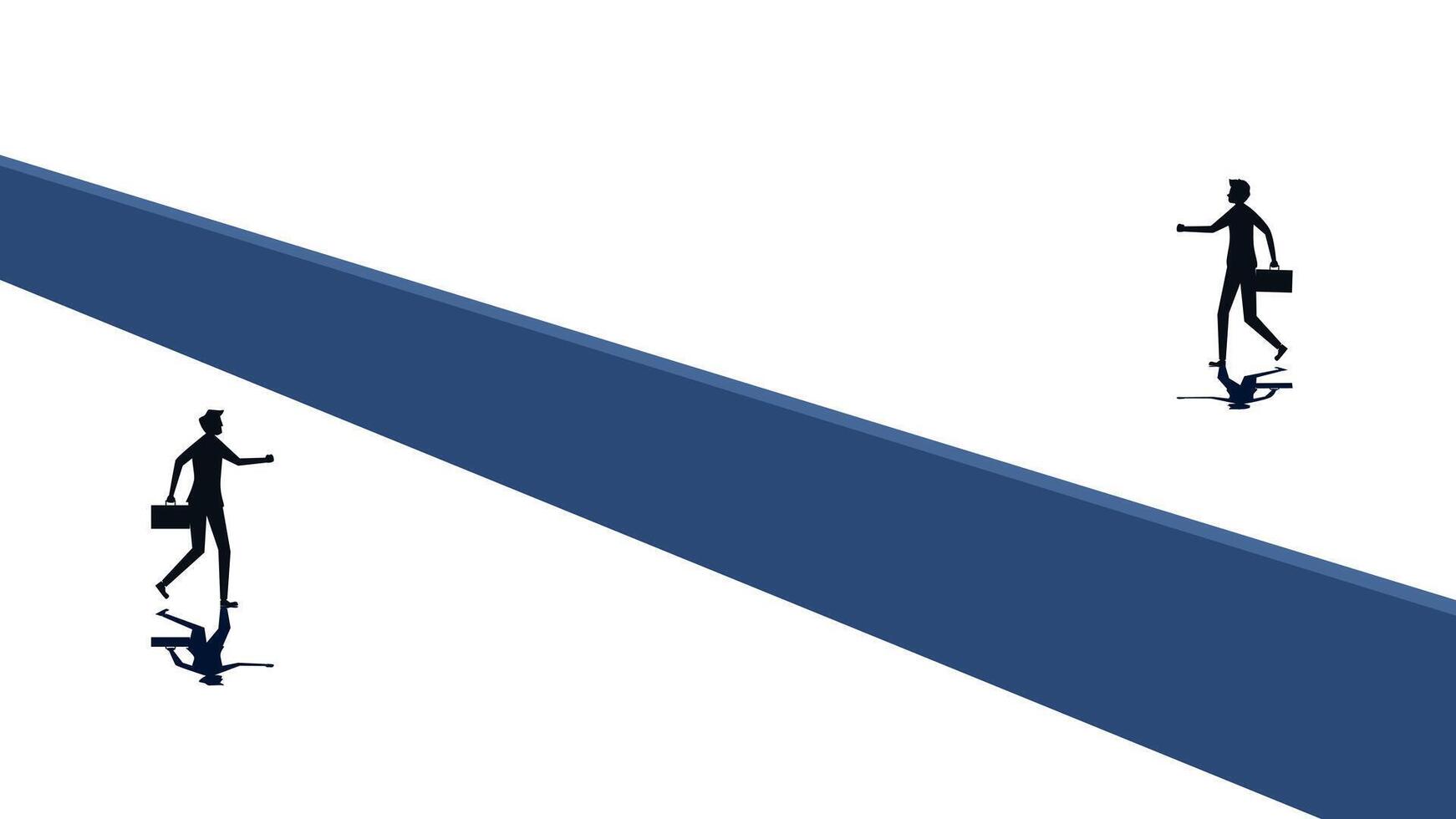two people are walking on a blue line vector